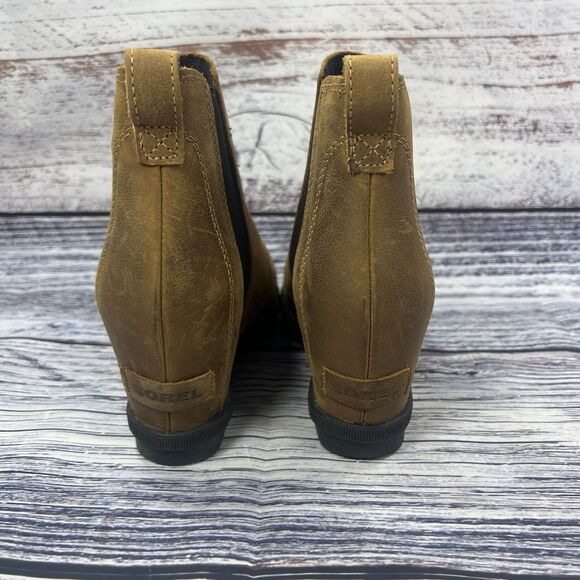 Sorel Joan Of Arctic Wedge II Brown Leather Chelsea Ankle Boots Women’s Size 7.5 - Picture 4 of 8